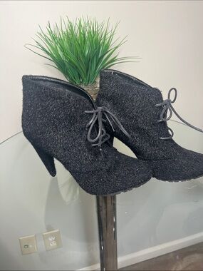 Black Lace-Up Ankle Booties for Women
